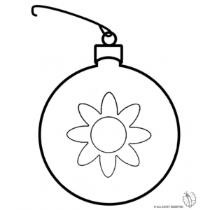 Disegno di Pallina di Natale con Fiore da colorare