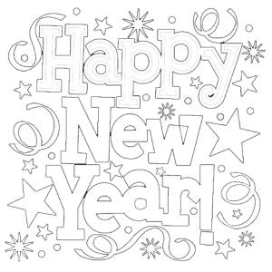 Disegno di Scritta di Capodanno da colorare
