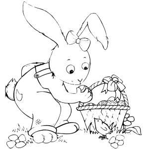 Disegno di Coniglio di Pasqua con Pulcino da colorare