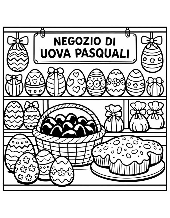 disegno di Negozio di Uova di Pasqua  da colorare