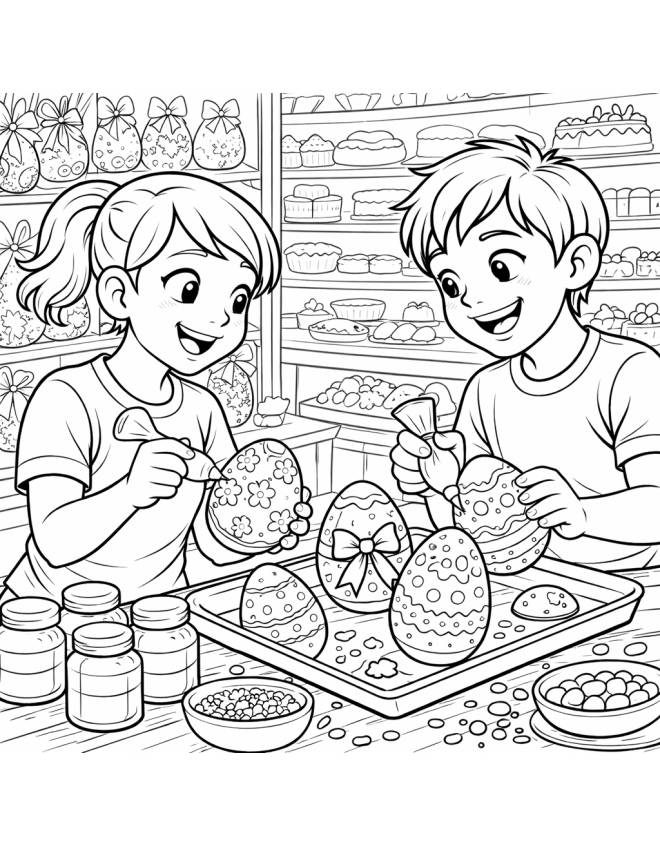 disegno di Uova di Pasqua Decorate da colorare