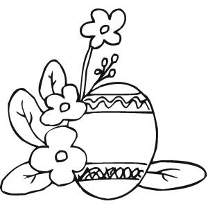 Disegno di Uova di Pasqua con Fiori da colorare