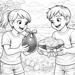 Disegno di Uovo di Pasqua e Colomba da colorare