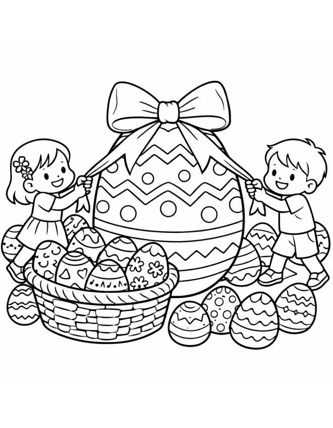 disegno di Uovo Gigante di Pasqua  da colorare