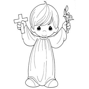 disegno di Bambino Prima Comunione da colorare