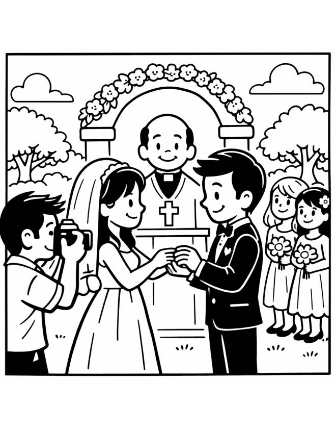 disegno di Celebrazione Matrimonio  da colorare