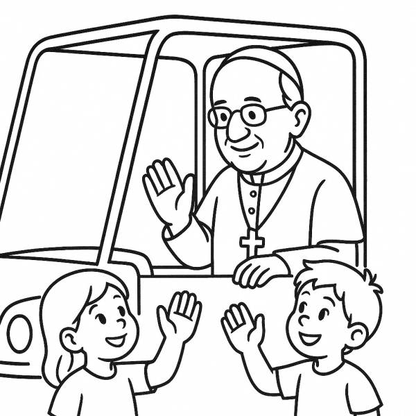 Disegno di Leone XIV Papa Mobile da colorare