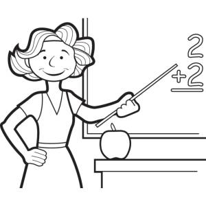 Disegno di Maestra alla Lavagna da colorare