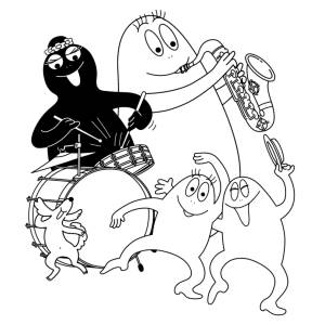 Disegno di Barbapapà e la Musica da colorare