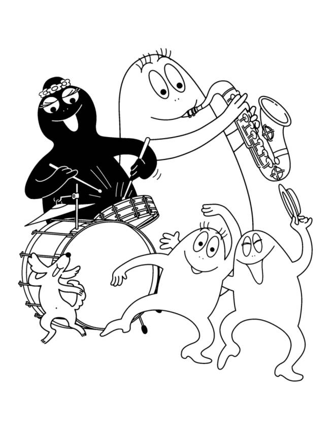 disegno di Barbapapà e la Musica da colorare