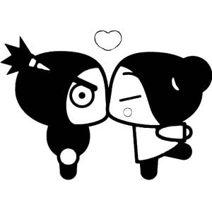 disegno di Bacio di Pucca e Garu  da colorare