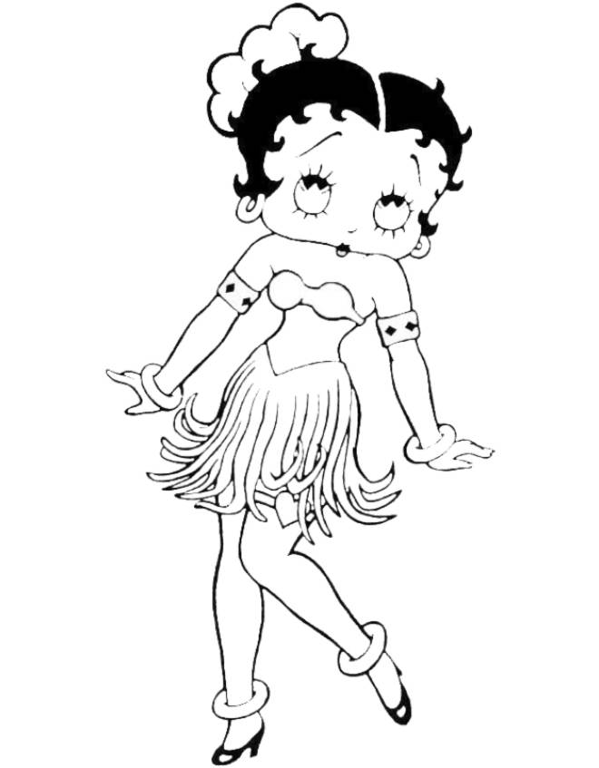 disegno di Betty Boop Hawaii da colorare