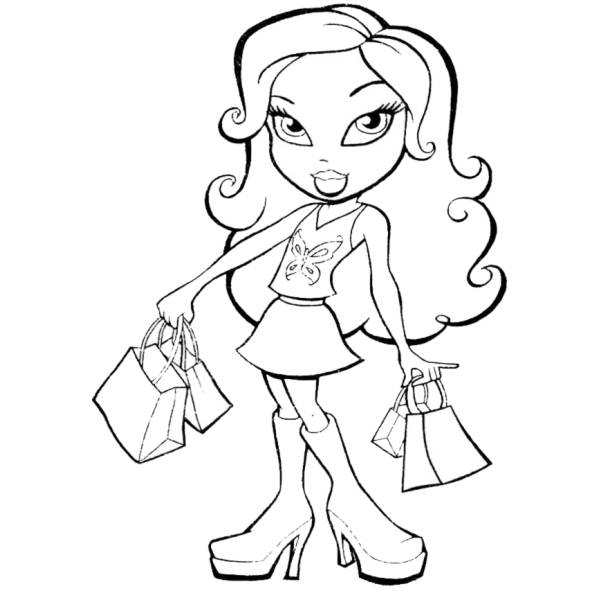 Disegno di Bratz in Shopping da colorare