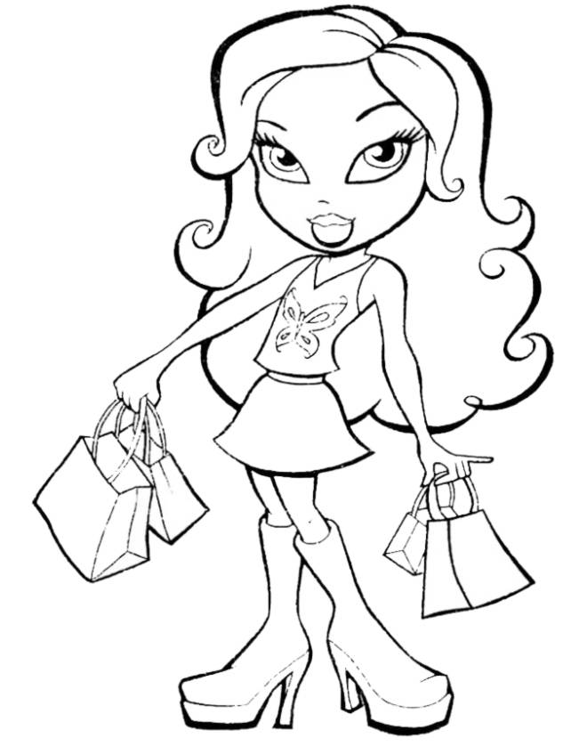 disegno di Bratz in Shopping da colorare