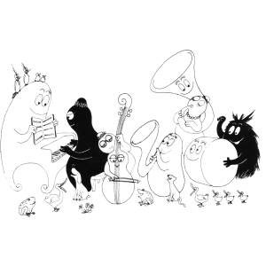 Disegno di Barbapapà Musica e Animali da colorare