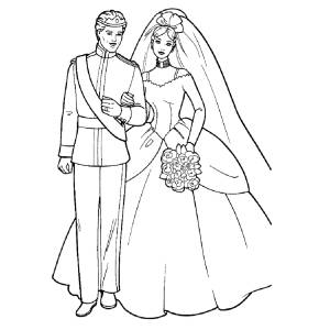 Disegno di Barbie e Ken Sposi da colorare