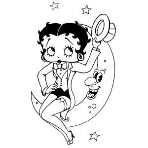 Disegno di Betty Boop e la Luna da colorare