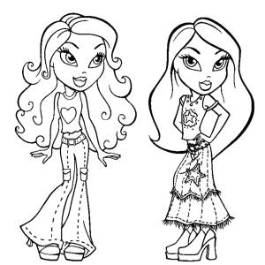 Disegno di Bratz Bruna e Bionda da colorare