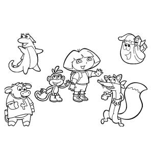 Disegno di Dora e gli altri Personaggi da colorare