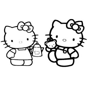 Disegno di Hello Kitty col Caffè da colorare