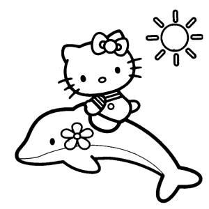 Disegno di Hello Kitty sul Delfino da colorare