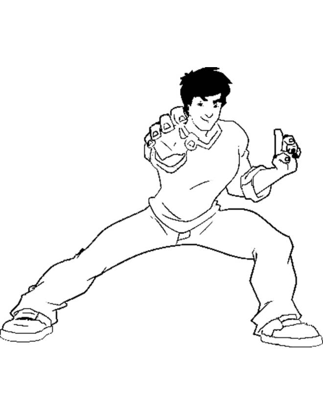 disegno di Jackie Chan in Azione da colorare