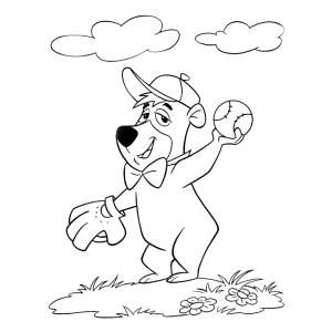 Disegno di Orso Bubu Baseball da colorare