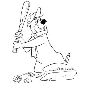Disegno di Orso Yoghi Baseball da colorare