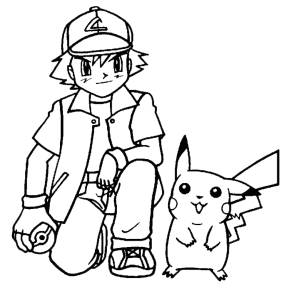 Disegno di Pokemon Allenatori Ash Ketchum da colorare
