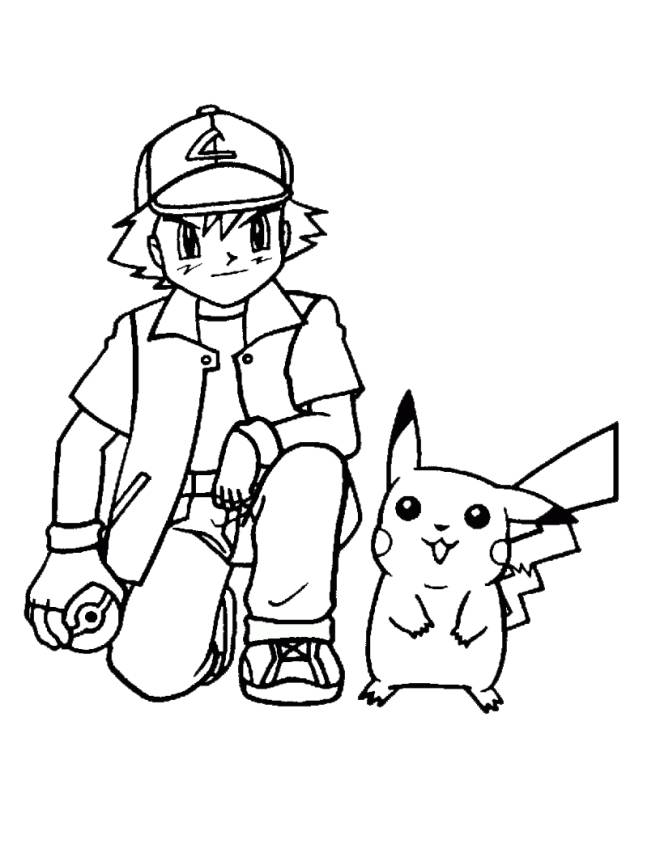 disegno di Pokemon Allenatori Ash Ketchum da colorare