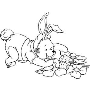 Disegno di Winnie Pooh Pasqua da colorare