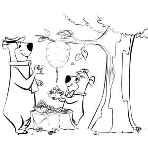 Disegno di Yoghi e Bubu da colorare