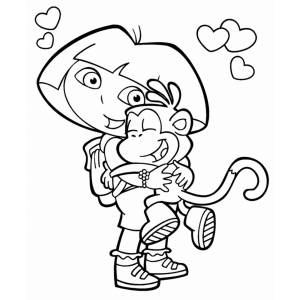 Disegno di Dora e Boots la Scimmietta da colorare