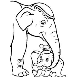 Disegno di Dumbo e Mamma da colorare