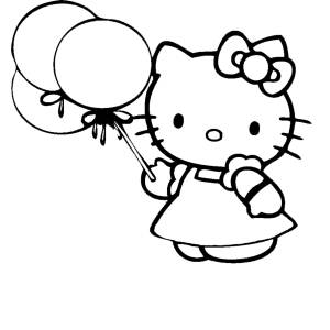 Disegno di Hello Kitty con Palloncini da colorare