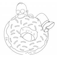 Disegno di Homer e la Ciambella da colorare