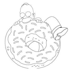 Disegno di Homer e la Ciambella da colorare