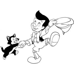 Disegno di Pinocchio e Figaro da colorare