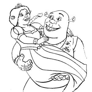 disegno di Shrek e Fiona da colorare