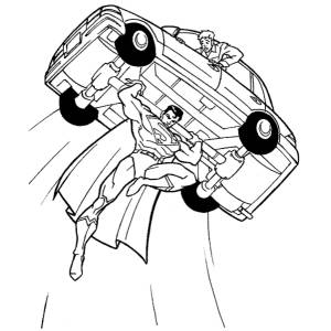 Disegno di Superman con l'Auto da colorare