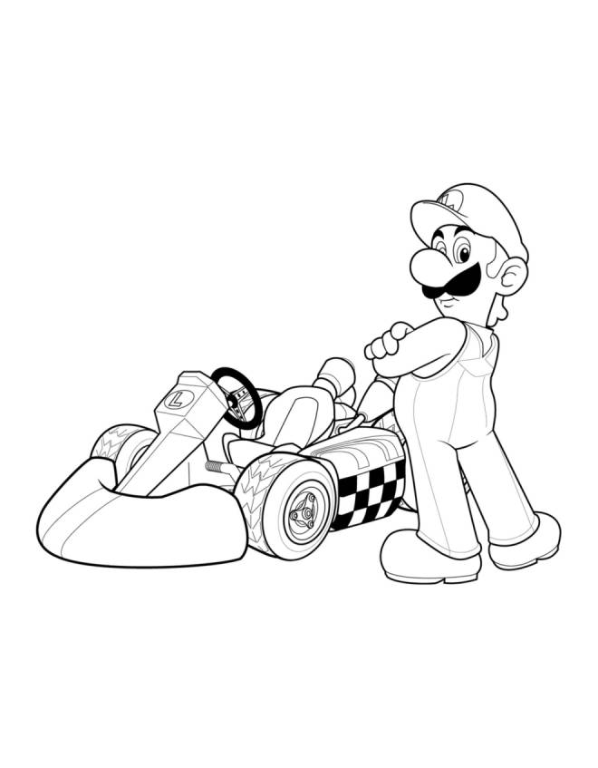 disegno di Luigi Kart da colorare