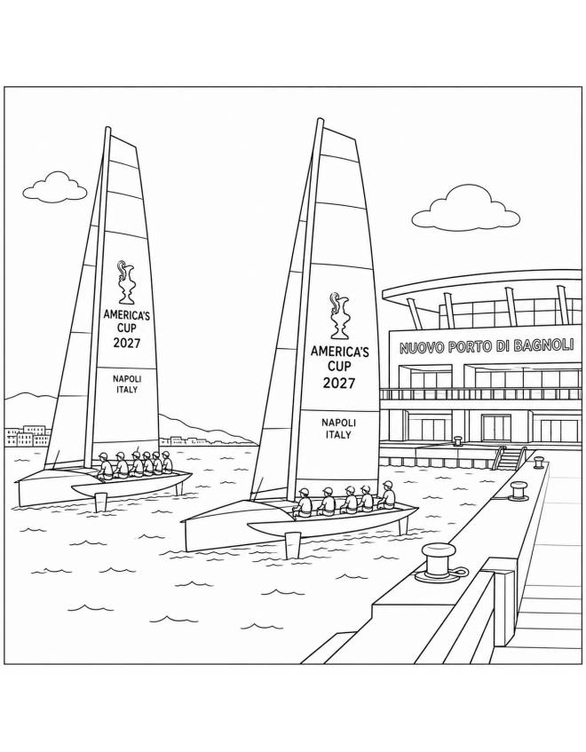 disegno di America' s Cup 2027 da colorare