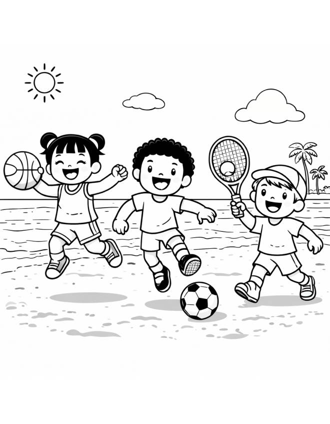 disegno di I Bambini e lo Sport da colorare