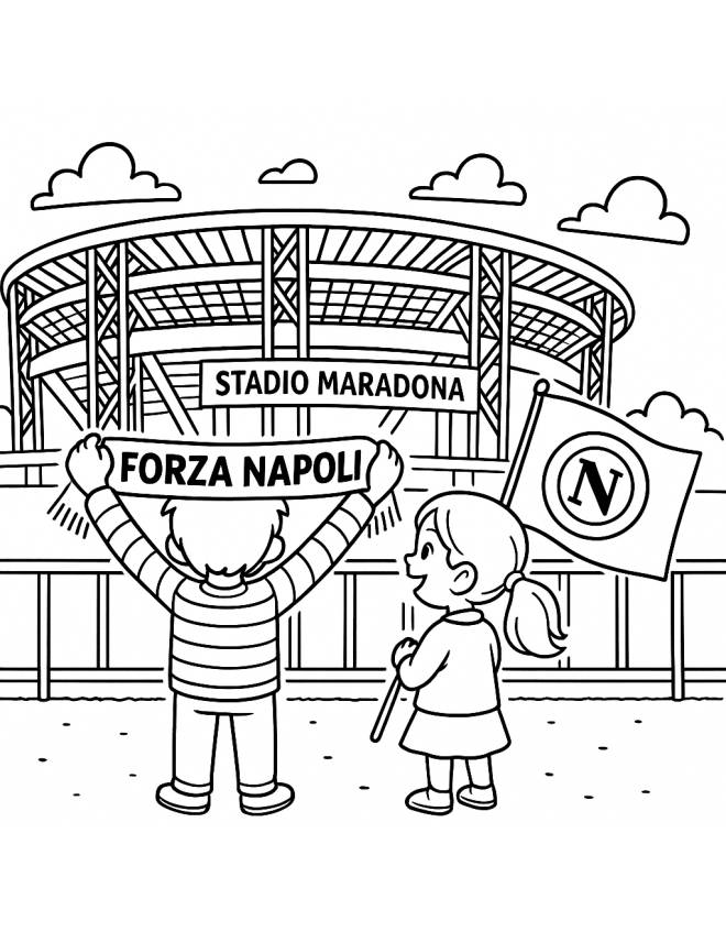 disegno di Tifosi allo Stadio Maradona Napoli da colorare