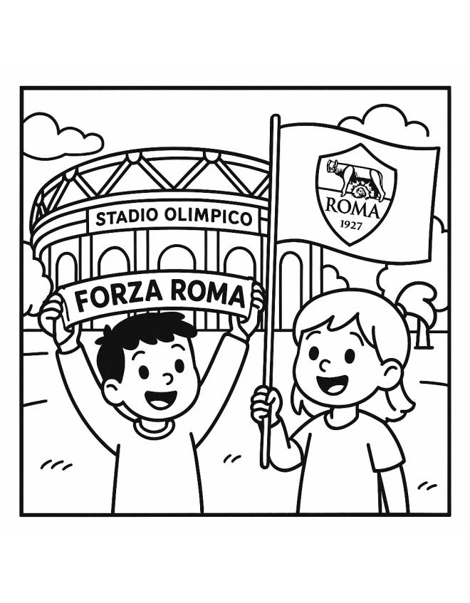 disegno di Tifosi allo Stadio Olimpico Roma da colorare