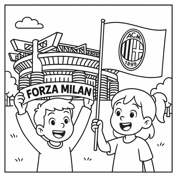 Disegno di Tifosi allo Stadio San Siro Meazza Milan da colorare