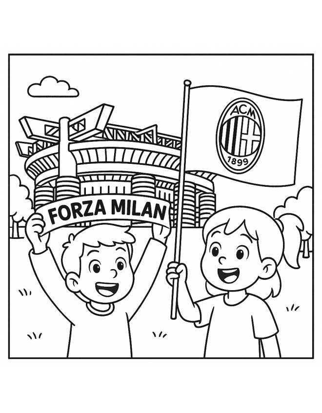 disegno di Tifosi allo Stadio San Siro Meazza Milan da colorare