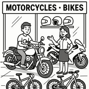 Disegno di Concessionaria di Moto e Bici  da colorare