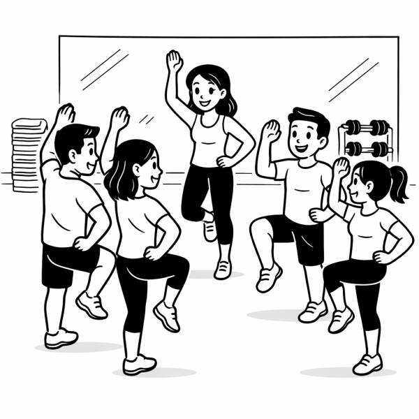 Disegno di Corso di Aerobica da colorare