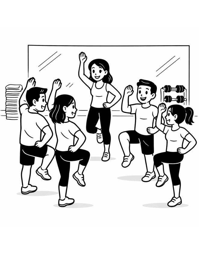disegno di Corso di Aerobica da colorare